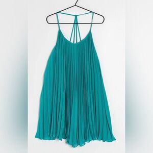 BCBGMAXAZRIA Giselle Pleated Mini Dress Oasis Teal Green XXS Strappy Back